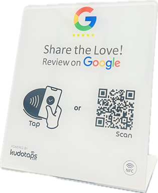 KudoTaps NFC Google Review Stand (Jumbo) (White)